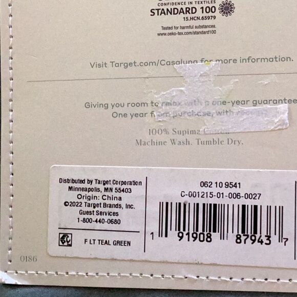 Casaluna Supima Sateen Sheet Set Full Teal Green 500 Thread Count, NWT
. - Picture 6 of 7